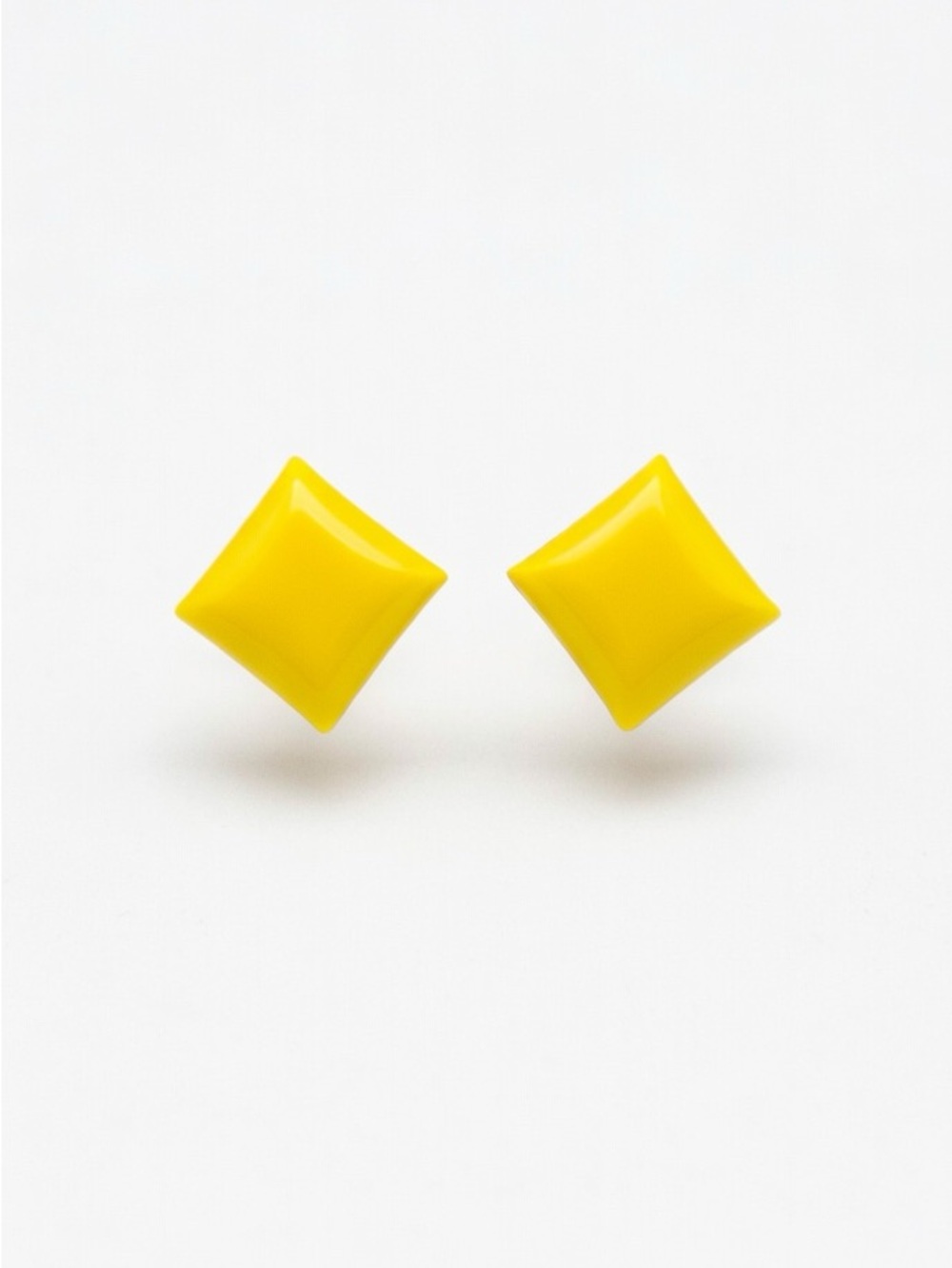 Vintage Yellow Diamond/Square Stud Earrings — Renewed
